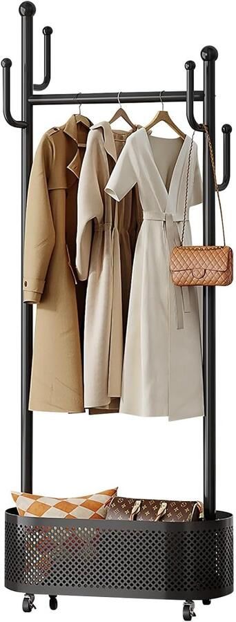 Multifunctionele garderobe kledinghaken en opbergmand 1 stuk staal