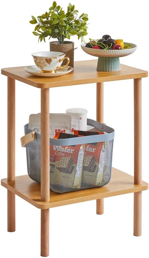 Ibenzoa Multifunctionele Houten Bijzettafel met Opbergruimte Modern Design