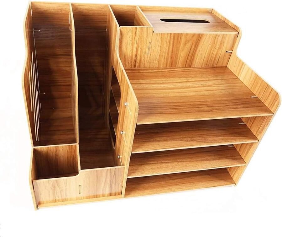 Multifunctionele houten bureau-organizer handdoekdoos penhouder voor documenten kantoor thuis bibliotheek