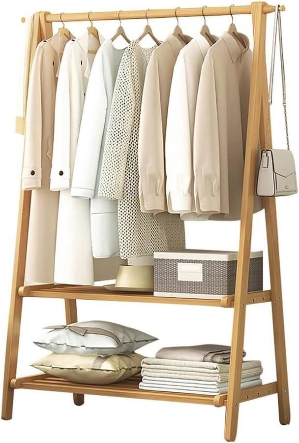 Multifunctionele houten kapstok met schoenenrekken en haken voor slaapkamer woonkamer of kantoor