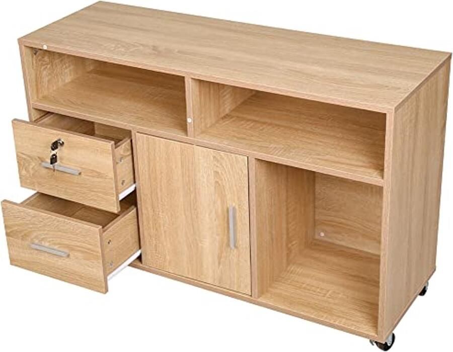 Multifunctionele houten kast met planken laden en wielen Ruimtebesparend