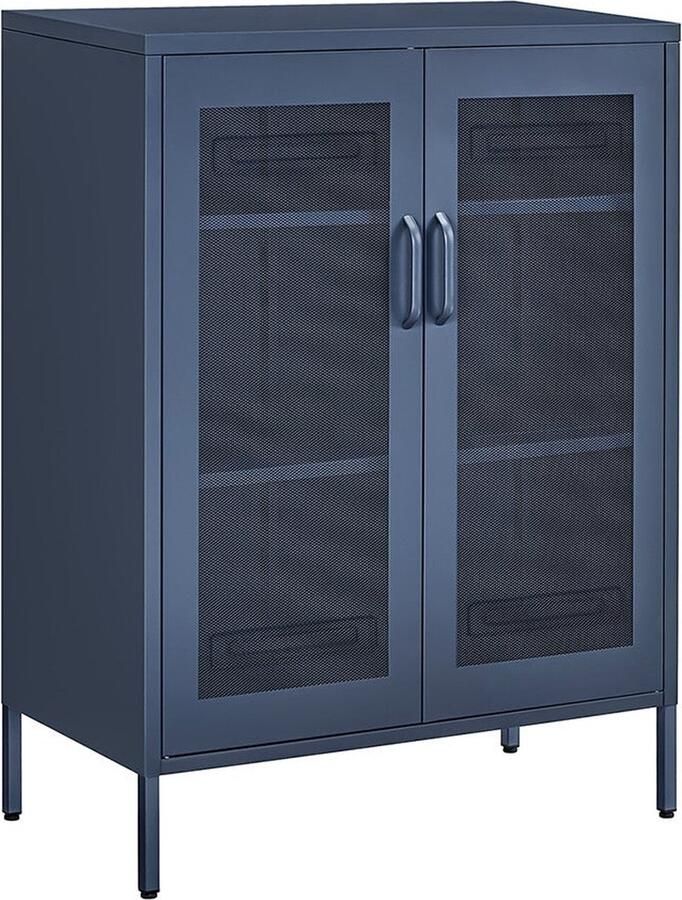 Rootz Living Rootz multifunctionele kast opbergkast gaasdeur middernachtblauw stalen constructie handgrepen van aluminiumlegering 40 cm x 80 cm x 105 cm