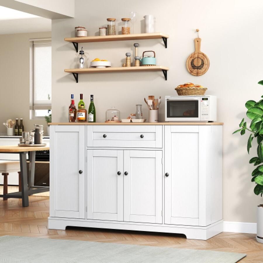 Multifunctionele keukenbuffet 138 cm dressoir met lade plankendeuren en verstelbare planken modern design met kantelbeveiliging ideaal voor keuken woonkamer en slaapkamer