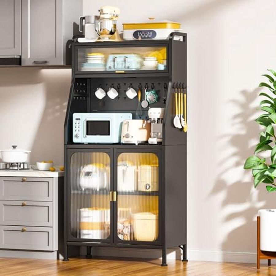 Multifunctionele Keukenkast met Geperforeerde Plaat Staand Keukenrek 76 cm