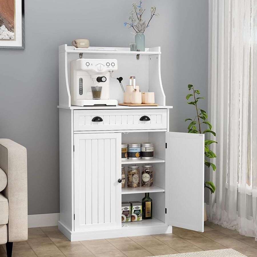 Multifunctionele Keukenkast met Open en Gesloten Opbergruimte Wit