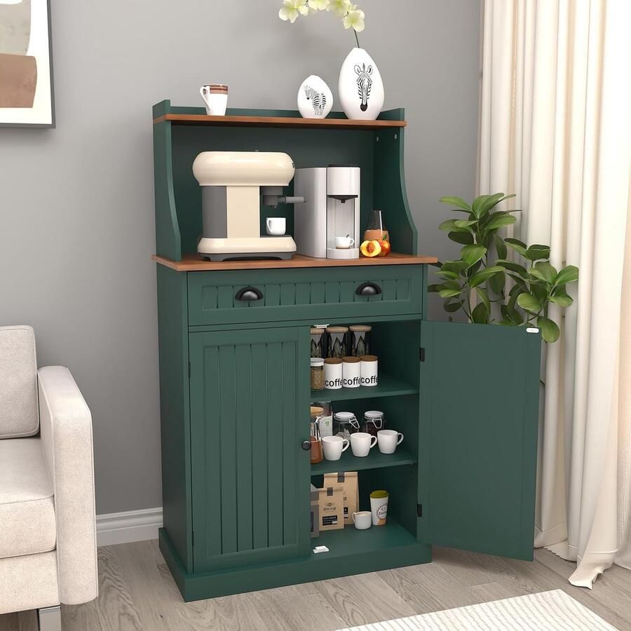 Multifunctionele Keukenkast met Open en Gesloten Opslag Perfect voor Keuken Woonkamer en Garage