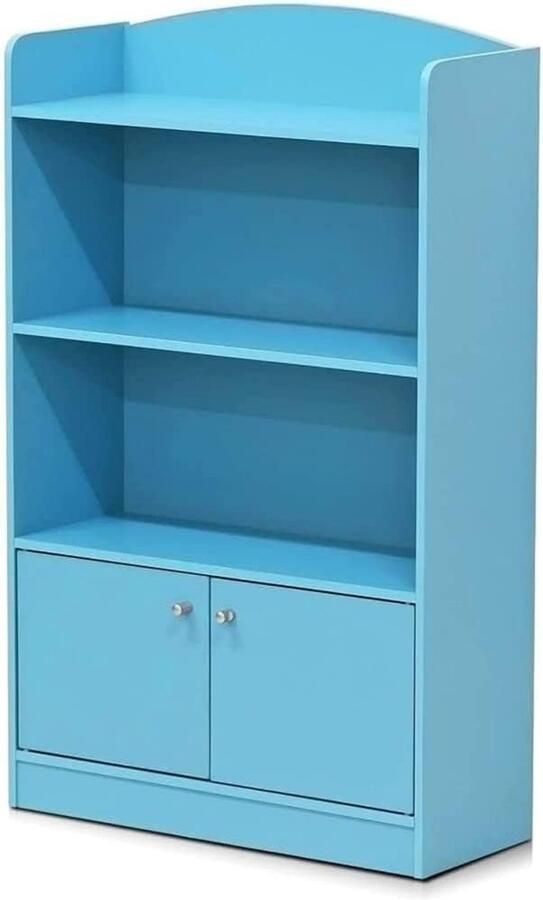 Luvetrex Multifunctionele Kinderboekenkast met Speelgoedkast en Opbergruimte Lichtblauw 60.5 x 107.4 x 24.1 cm