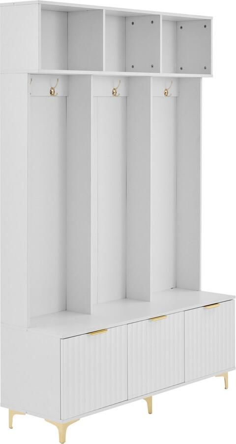 GOTAGEE Multifunctionele kledingkastset van 192 cm hoog met schoenenbank laden kledinghaken modern design met hydraulische scharnieren en praktische opbergruimte