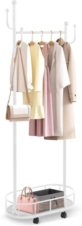 Multifunctionele kledingstandaard met wielen roestvrij staal 1 stuk