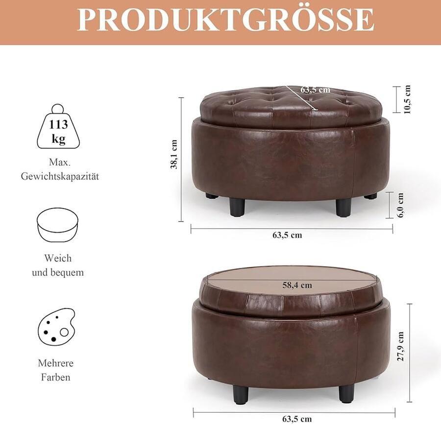 Multifunctionele kruk met opbergruimte Elegant design 1 stuk Imitatieleer