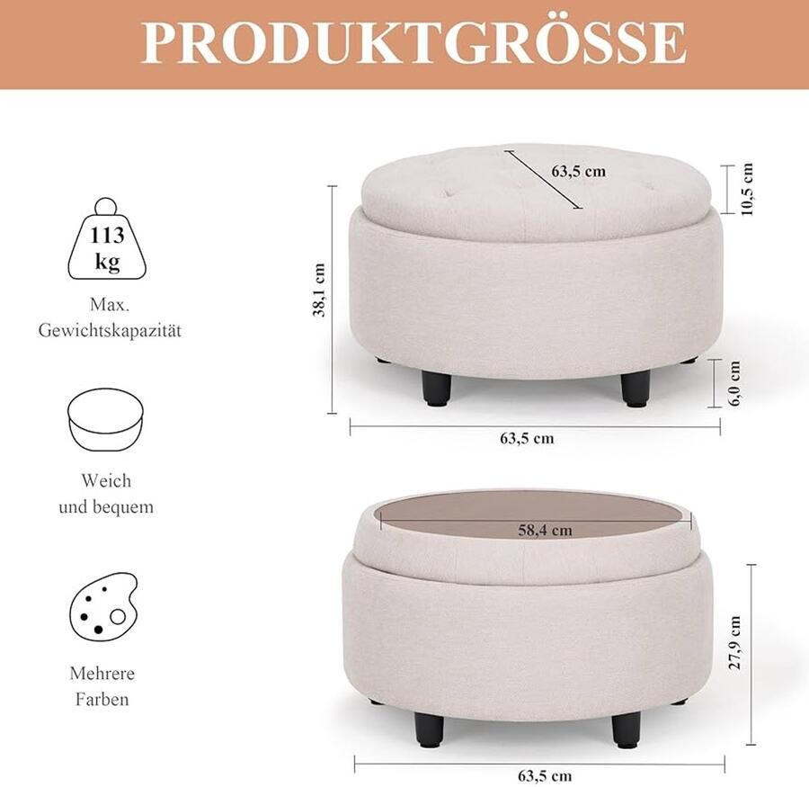 Multifunctionele kruk met opbergruimte elegant design 1 stuk imitatieleer