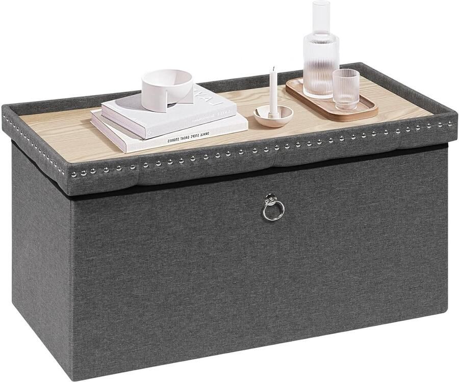 Multifunctionele Kruk Opbergruimte 1 stuk Imitatielinnen 80 x 40 x 40 cm