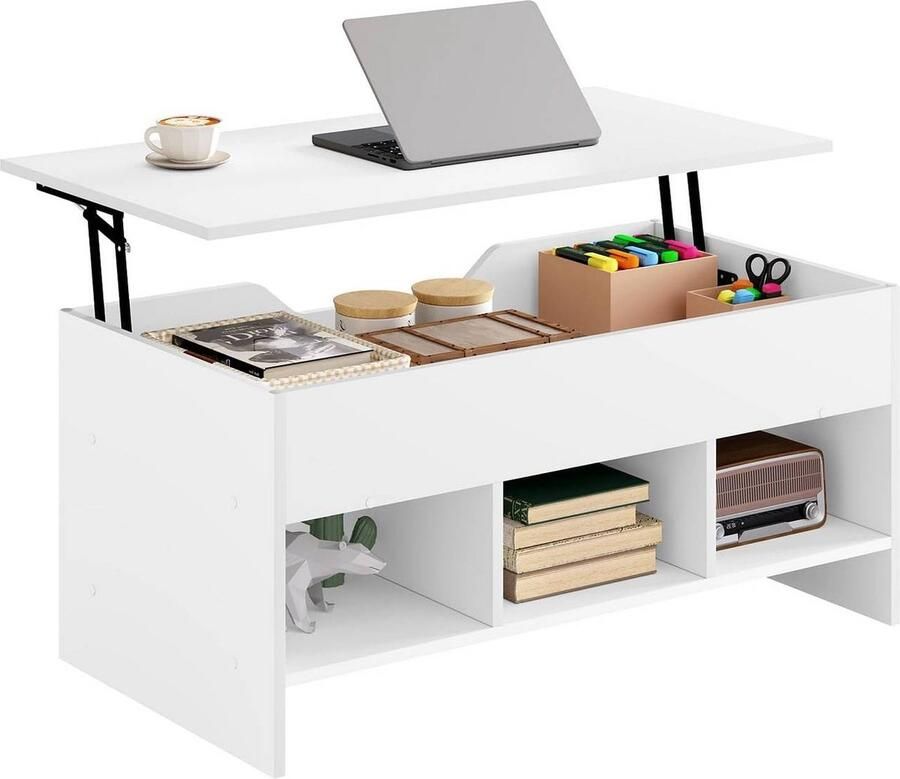 Rootz Living Rootz multifunctionele liftsalontafel Converteerbare tafel Verstelbaar bureau Ruimtebesparend veelzijdig duurzaam Klasse E1 hout 96 cm x 45 cm x 51 cm (gesloten); 96 cm x 60 5 cm x 72 5 cm (open)