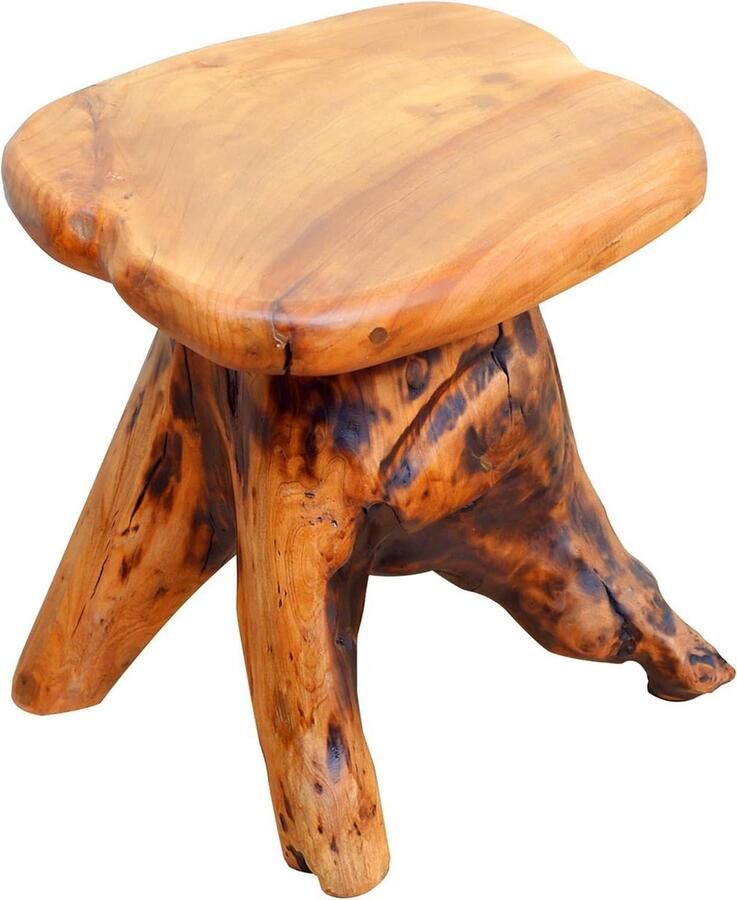 Multifunctionele massief cederen kinderkruk uniek stuk voor tuinplantenstandaard en bijzettafel 30x35x36cm Houten kruk - Foto 6