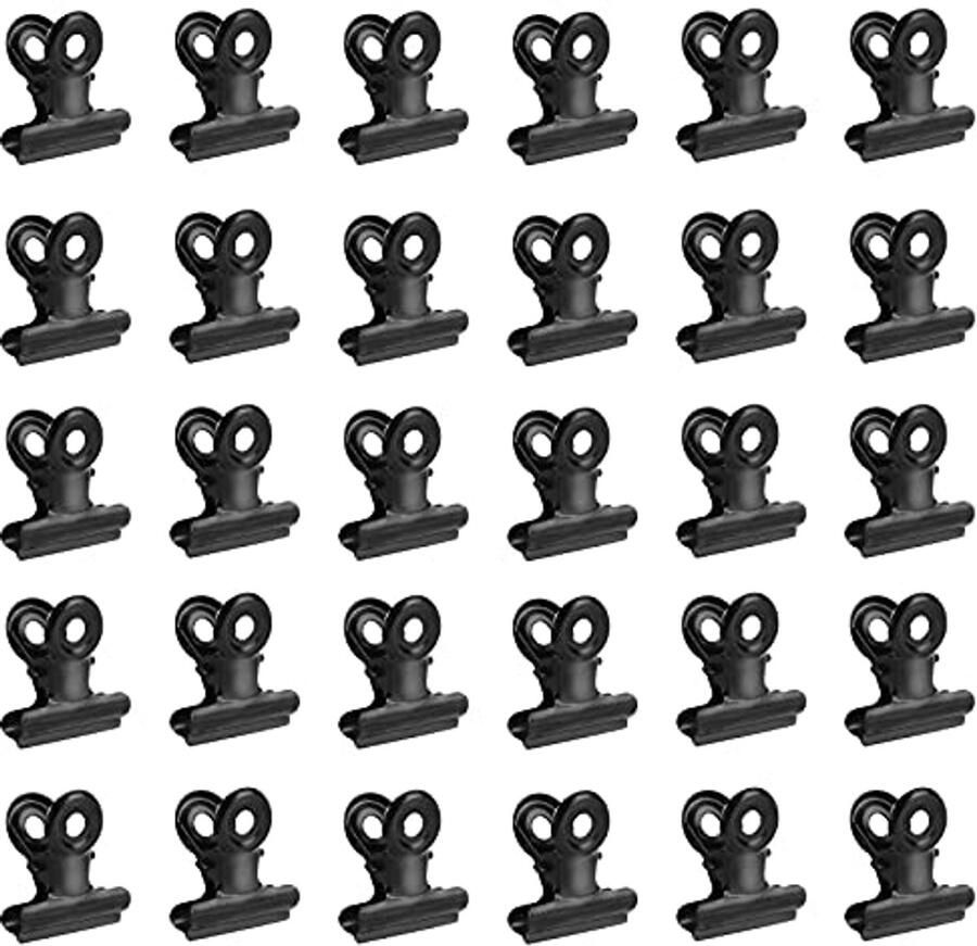 Multifunctionele Metalen Klemmen Voor Organisatie – 30 Stuks 20mm (Zwart)