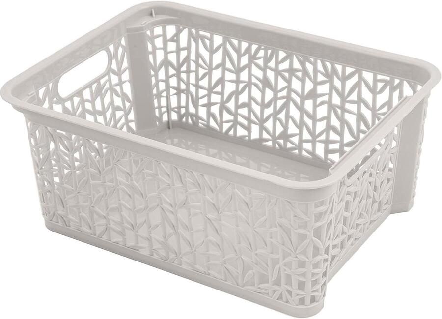 Multifunctionele opbergmand in bamboe design BPA-vrij kunststof maat M 54 liter 1 stuk crème