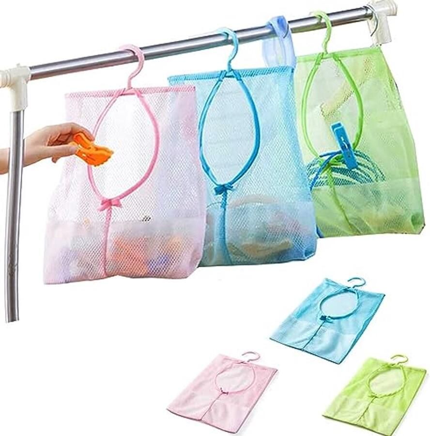 Multifunctionele Opbergtassen Set van 3 Ideaal voor Badkamer Garderobe en Wasmand (Blauw Roze Groen)
