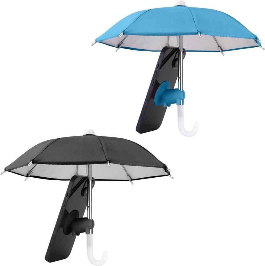 Multifunctionele parapluhouder voor mobiele telefoon zonnescherm schattige telefoonstandaard paraplu met zuignap roze 2 stuks