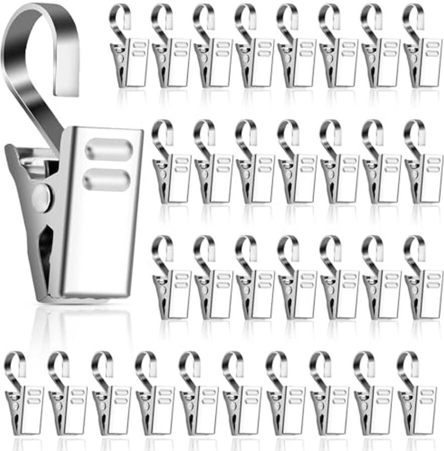 Multifunctionele Roestvrijstalen Gordijnklemmen Herbruikbare Clips voor Douchegordijnen Kaarten en Foto's 100 Stuks
