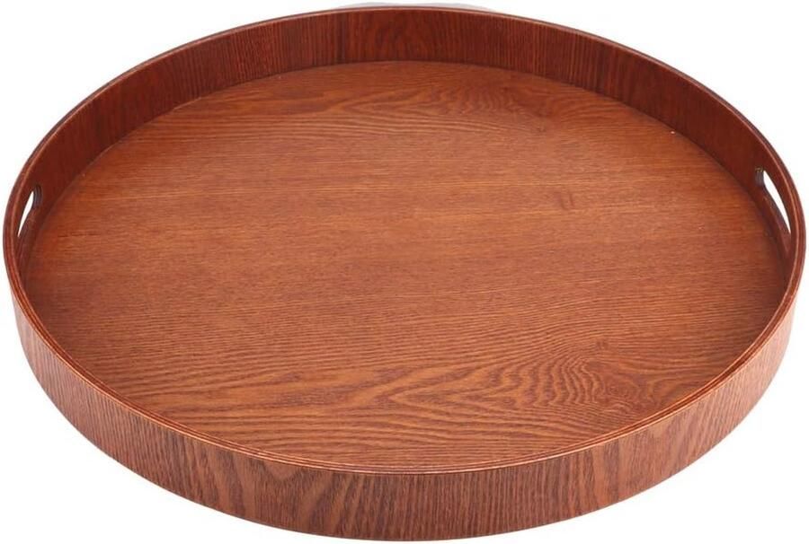 Multifunctionele ronde eettafel met houten dienblad en 2 greepopeningen 50 cm ideaal voor gezinnen en restaurants