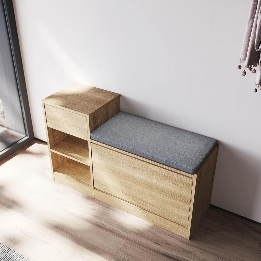 Multifunctionele schoenenbank met opbergruimte en lade Compacte schoenenkast voor de entree