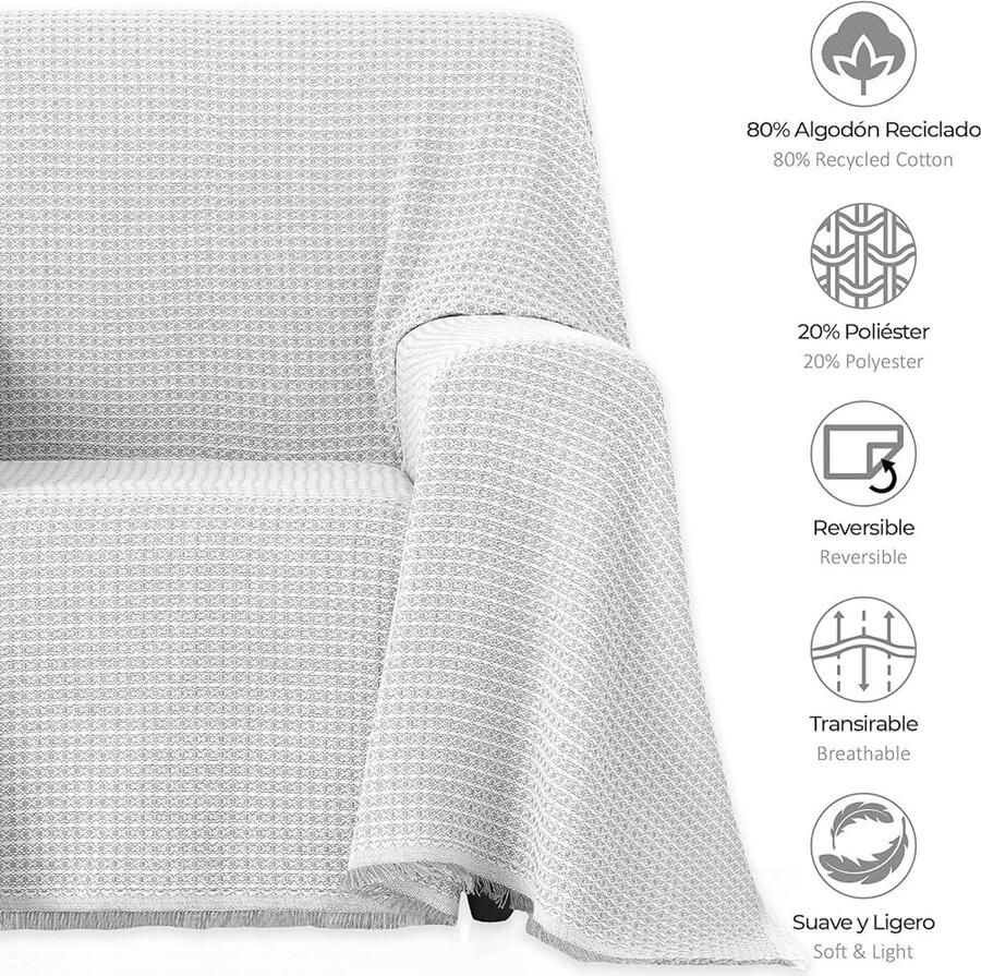 Multifunctionele sprei lichtgrijs 230 x 260 cm katoen polyester