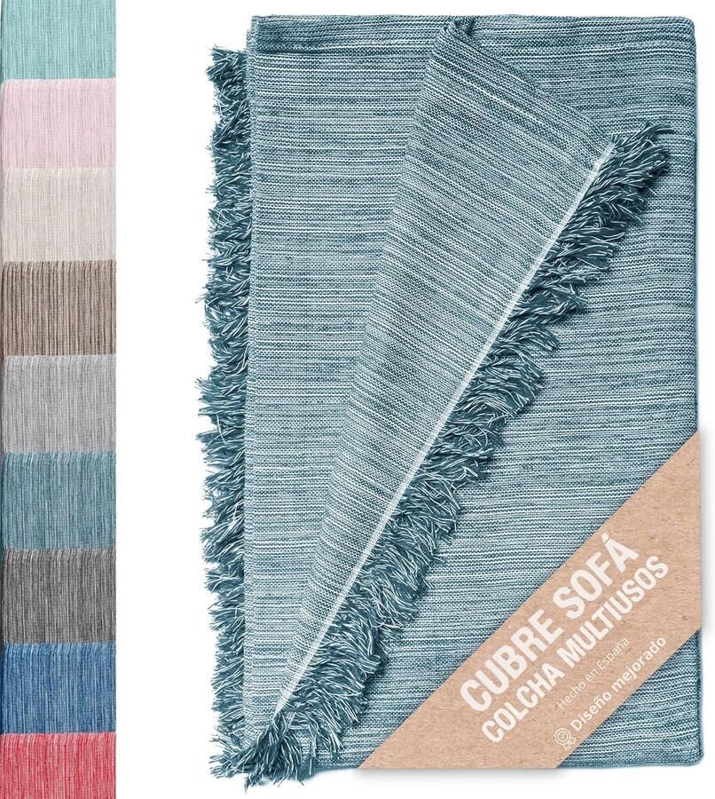 Multifunctionele sprei plaid voor bank en bed heidegroen 180 x 260 cm