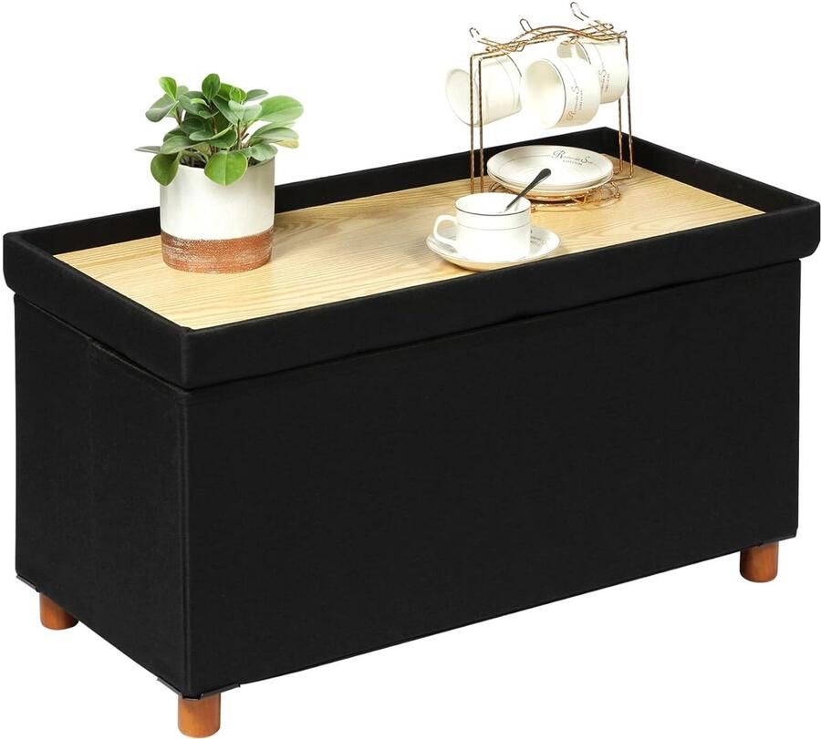 Multifunctionele voetenbank Opbergruimte 1 stuk Imitatielinnen 76x38x38 cm