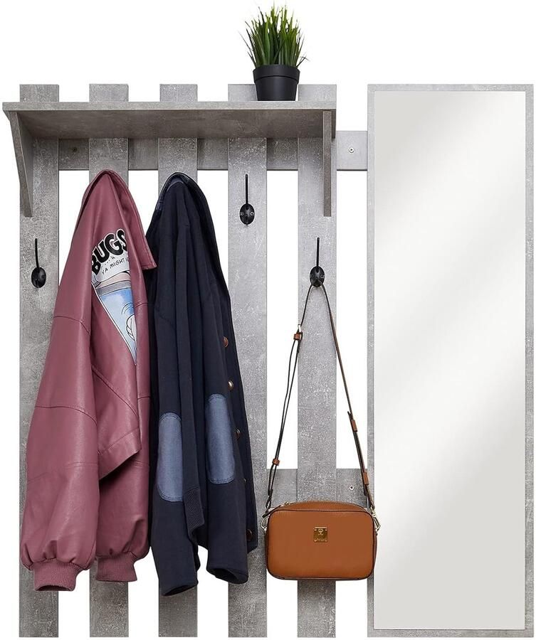 Multifunctionele Wandkapstok met Spiegel Ruimtebesparend 1 stuk Modern Design