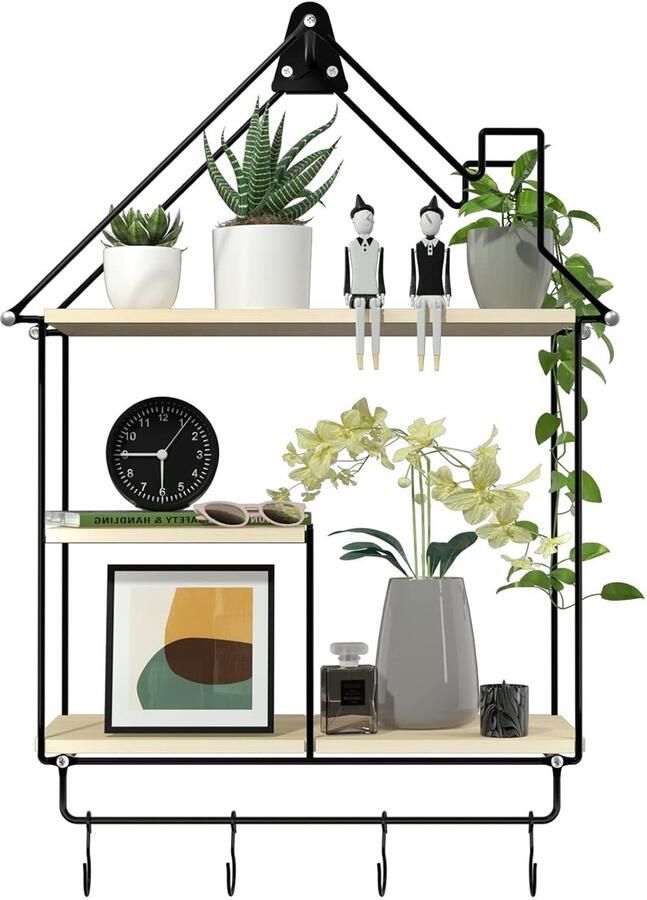 Multifunctionele Wandplanken Stevig en Stabiel Set van 3 Hout