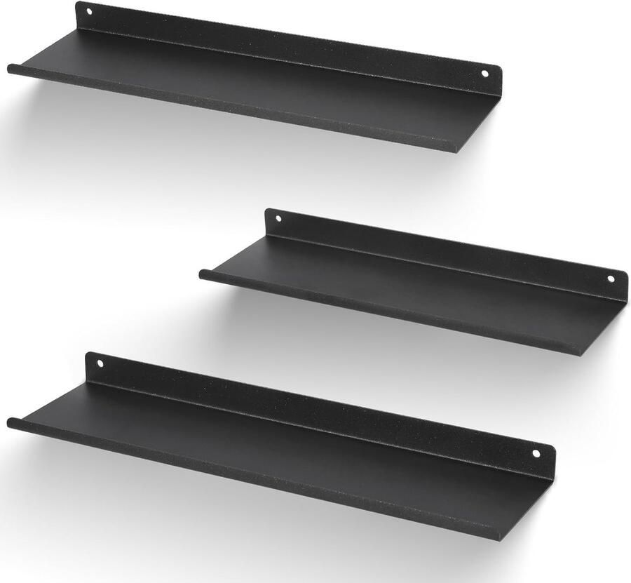 Multifunctionele zwevende planken ruimtebesparend set van 1 zwart koolstofstaal