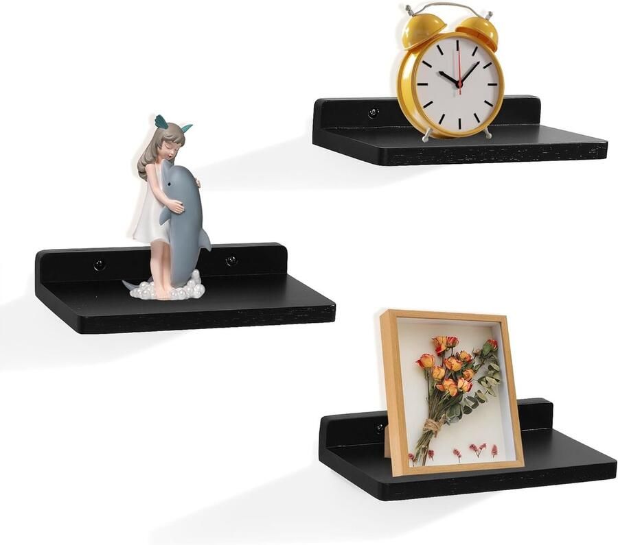 Multifunctionele zwevende planken set van 3 eiken 12 7 x 21 5 x 3 8 cm