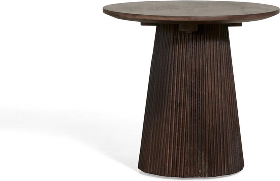 By fonQ Grand Bijzettafel Donkerbruin Mangohout Ø 50 cm