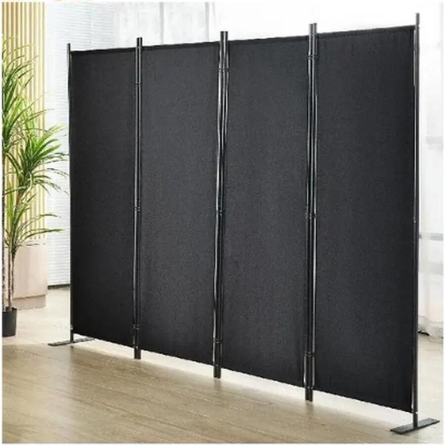 Multis Kamerscherm met 4 Panelen Privacy Scherm Kamerverdelers Omkleedscherm 224x30x171cm Opvouwbaar In Hoogte en Breedte Verstelbaar Zwart