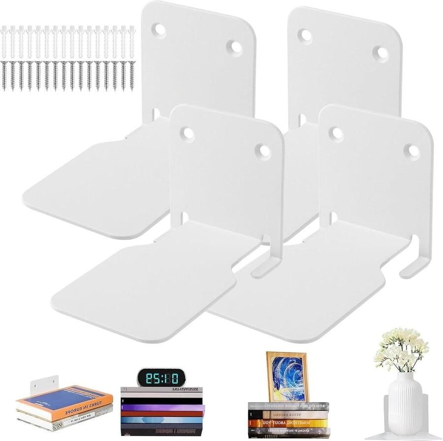 Muurboekenkast 4 stuks verborgen boorinstallatie onzichtbaar boekenrek multifunctionele wandhouder voor thuis kantoor klaslokaal bibliotheek