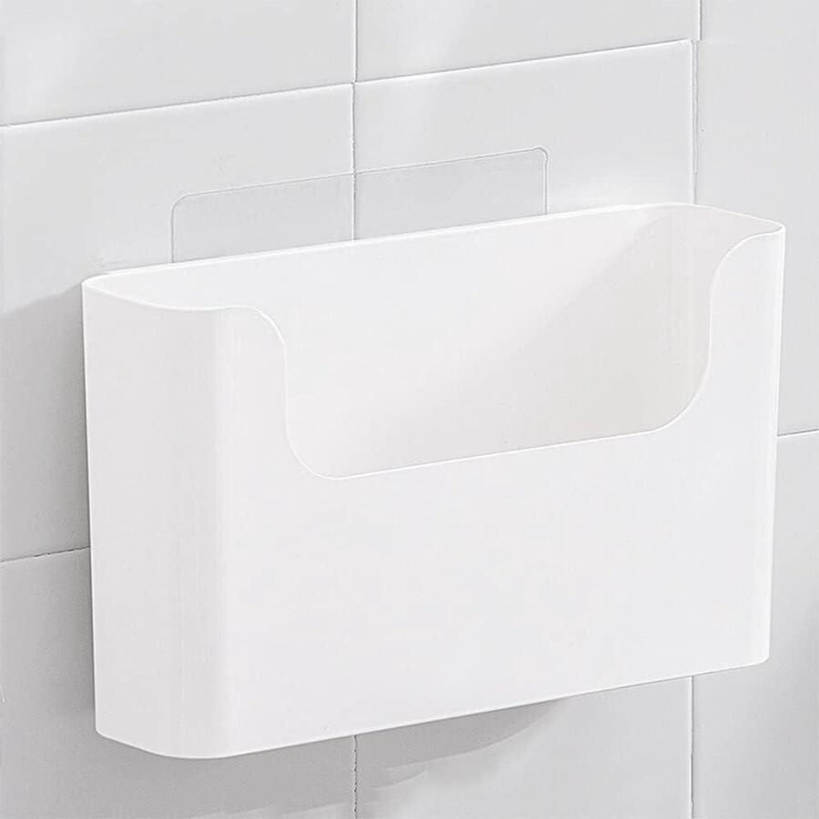 Muur gemonteerd zwevend nachtkastje plank witte kunststof wandmontage zelfklevende planken voor slaapkamer en badkamers Beside shelf - Foto 2