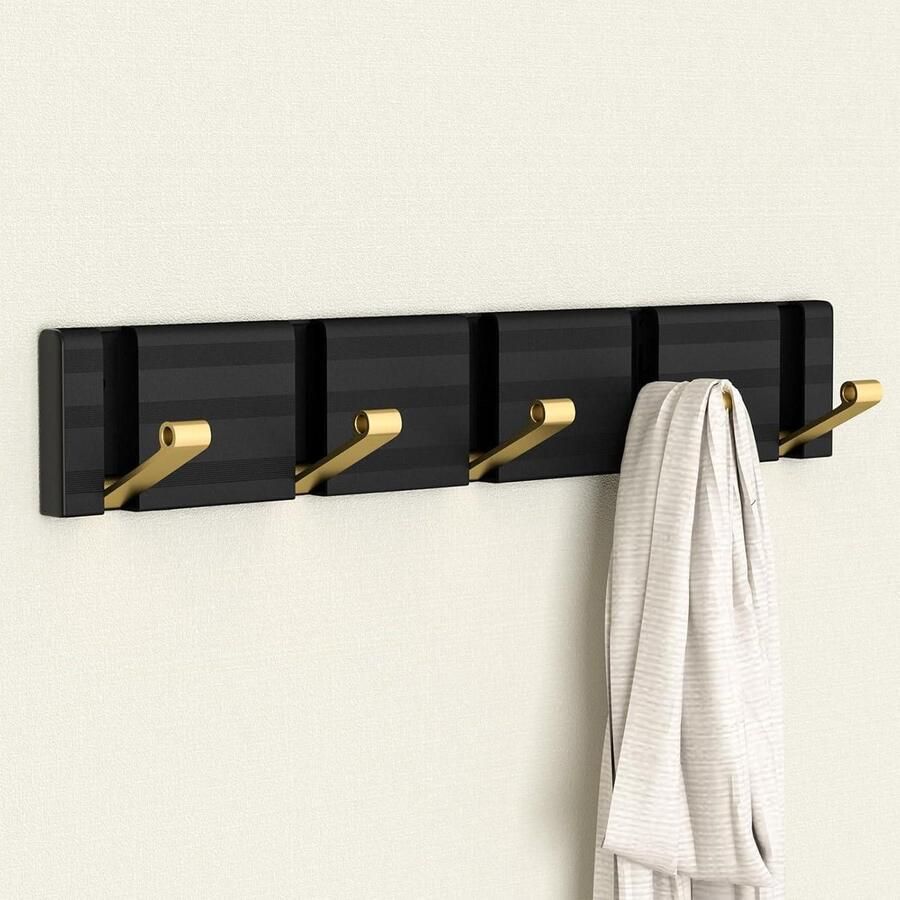 Muur gemonteerde kapstok met 5 opvouwbare haken moderne aluminium kapstok voor entree slaapkamer badkamer heavy duty