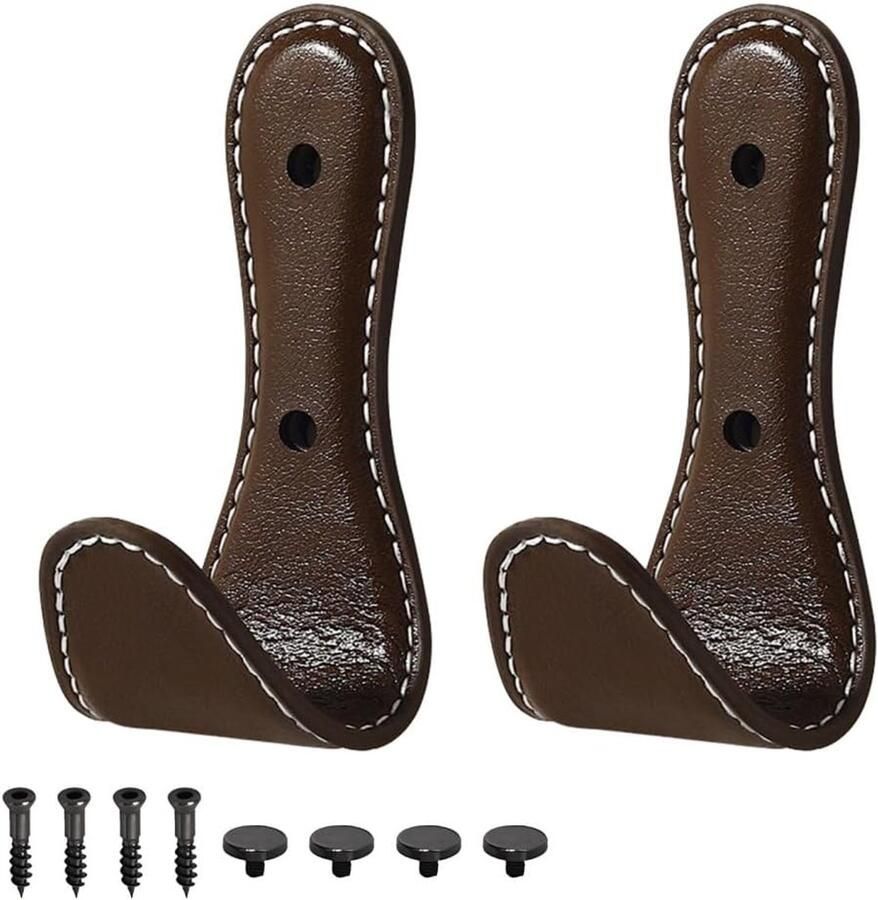 Muur kapstokken 2 stuks lederen kapstok haak met schroeven decoratieve hoes voor slaapkamers modderkamer entree badkamer keuken