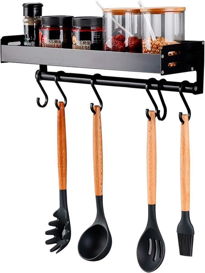 Muurbevestiging Spice Rack Organizer voor Keuken en Pantry Home Organization met haak