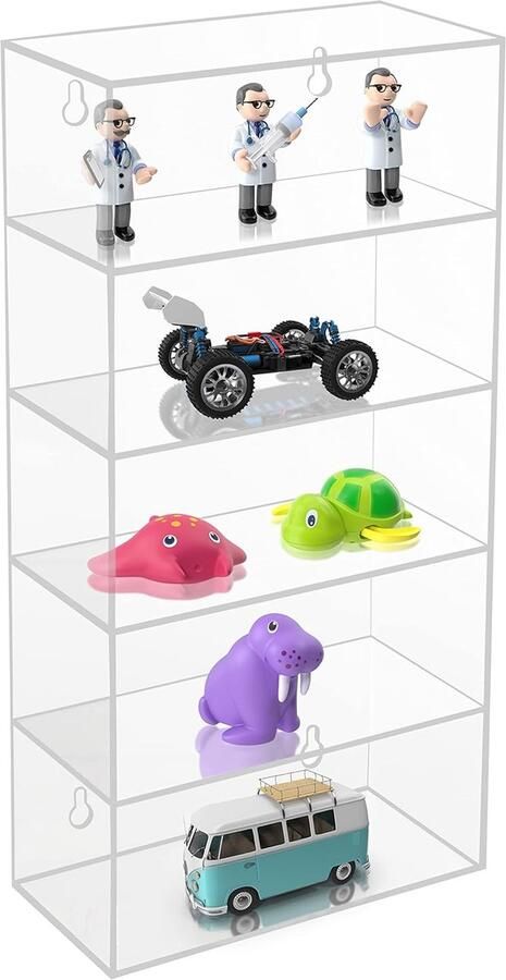 Muurgemonteerde Display Kast Acryl Plastic 1 stuk Transparant 5 Planken