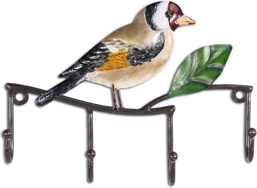 Muurhaak metalen haakapparaathouder vogelmuurhaak decoratieve ijzeren muurhanger aan de muur gemonteerde jassleutelhoedhaak vintage designhanger met 4 haken