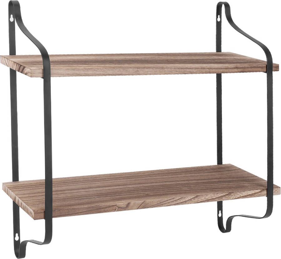 Muurplank 2 Planken Decoratie Muurdecoratie Wandplank Wandrek Drijvende planken Industrieel Hout Metaal Zwart 50cm