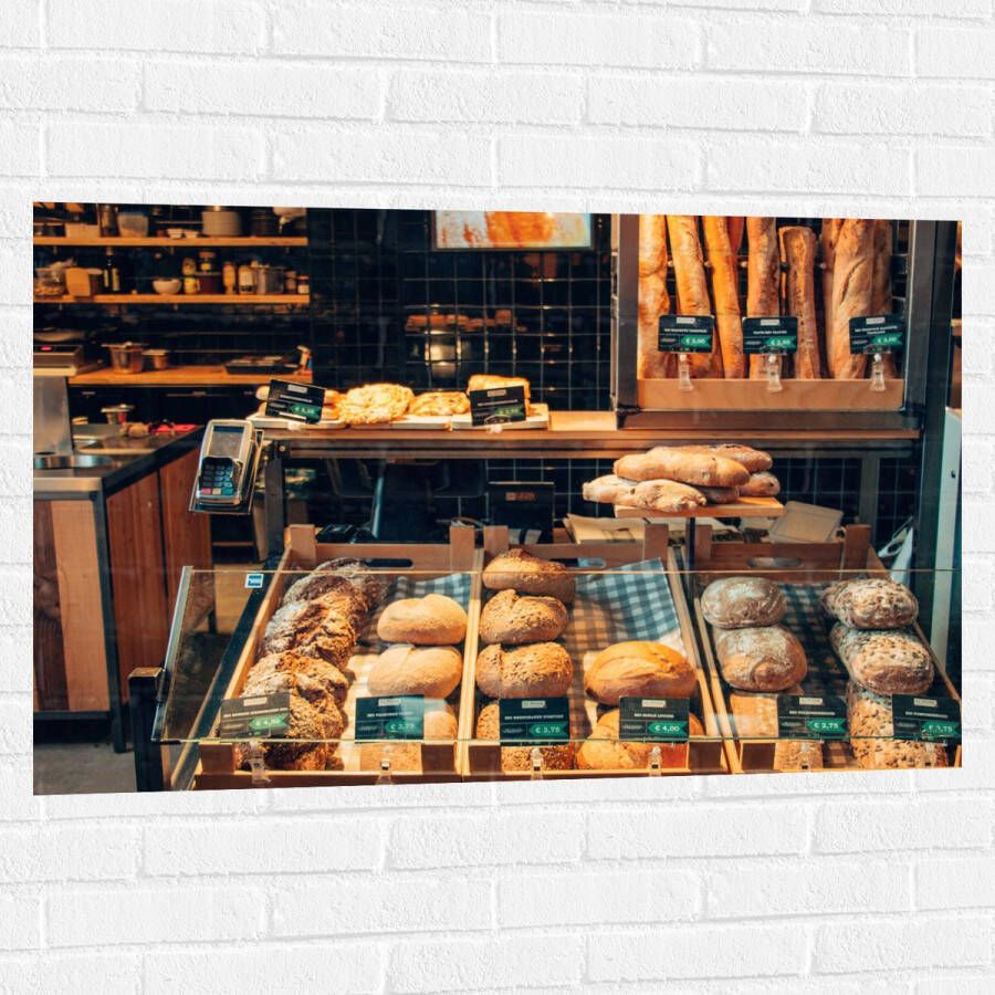 Muursticker Bakkerij Brood Vitrine 105x70 cm Foto op Muursticker