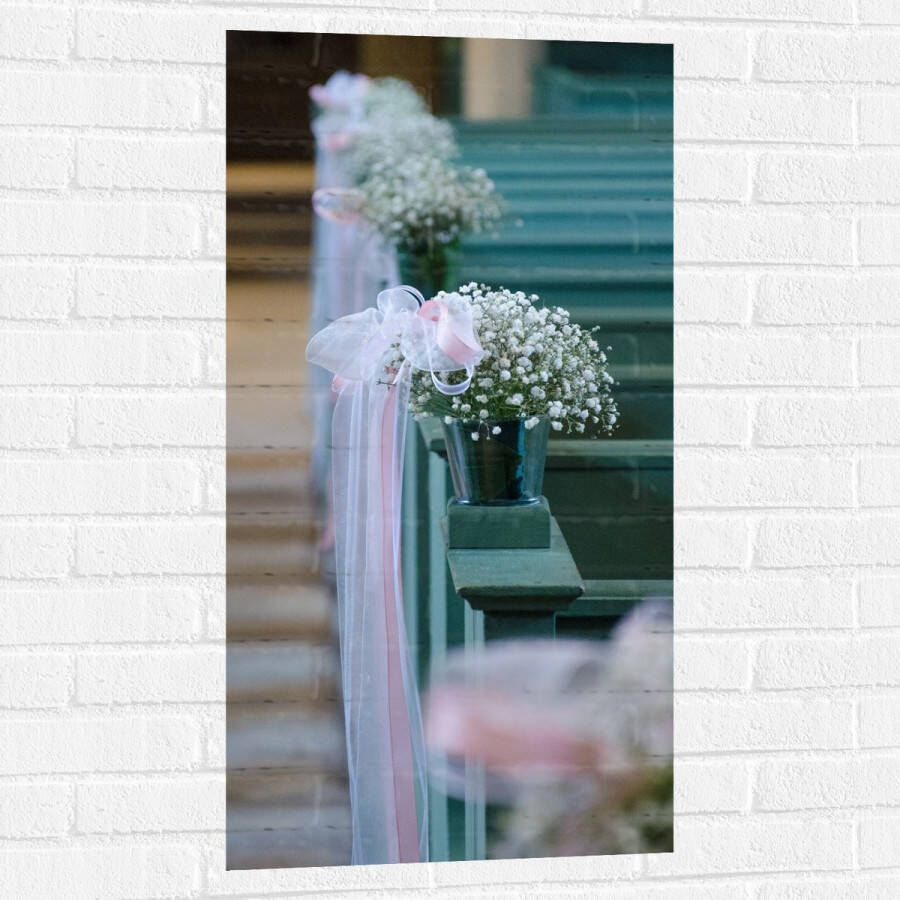 Muursticker Bloemen aan Blauwe Banken op Trouwlocatie 50x100 cm Foto op Muursticker