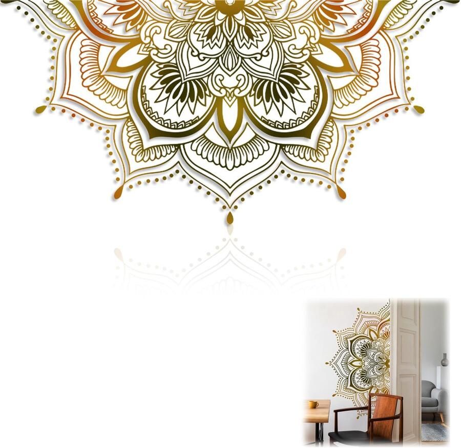 Muursticker bloemen muursticker mandala zelfklevende muursticker slaapkamer gouden raam foto's muursticker woonkamer badkamer bank raam wanddecoratie