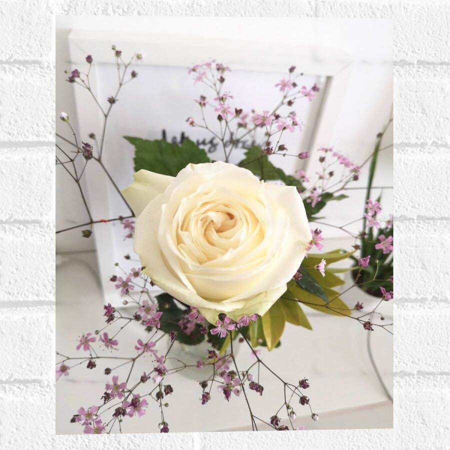 Muursticker Bloemen Roos Bladeren Bureau Boeket Vaas 30x40 cm Foto op Muursticker