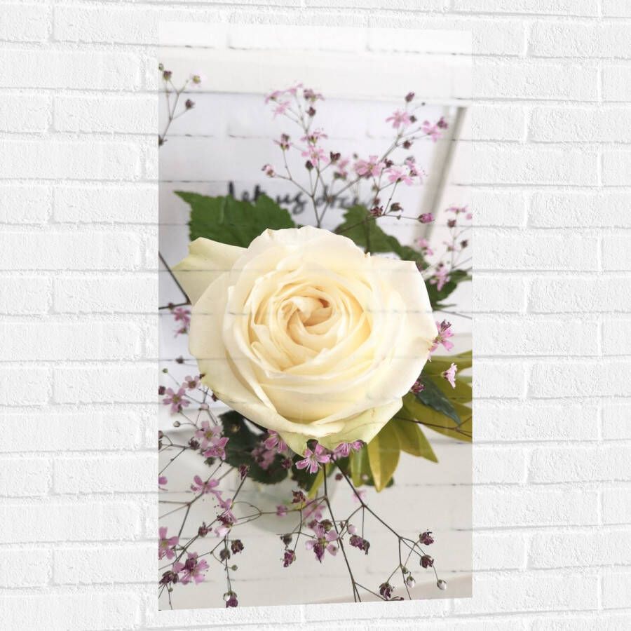 Muursticker Bloemen Roos Bladeren Bureau Boeket Vaas 50x100 cm Foto op Muursticker