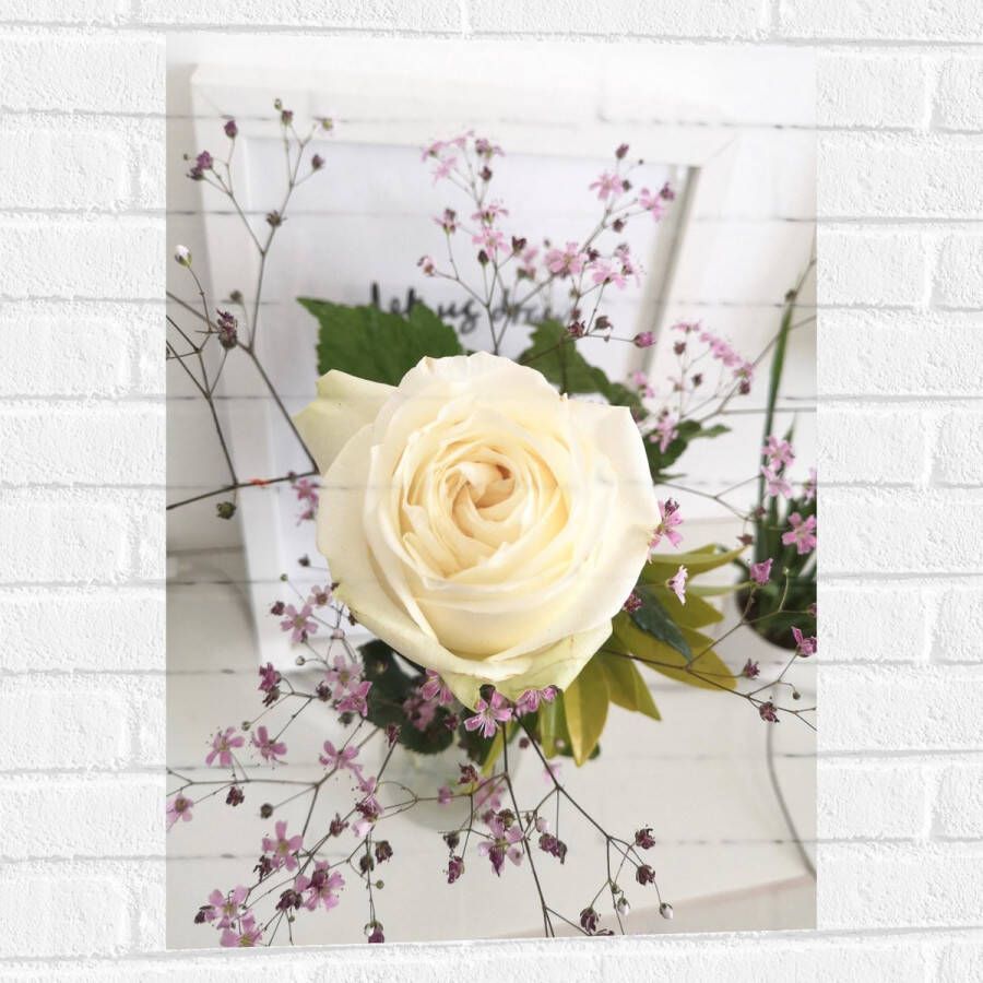 Muursticker Bloemen Roos Bladeren Bureau Boeket Vaas 50x75 cm Foto op Muursticker