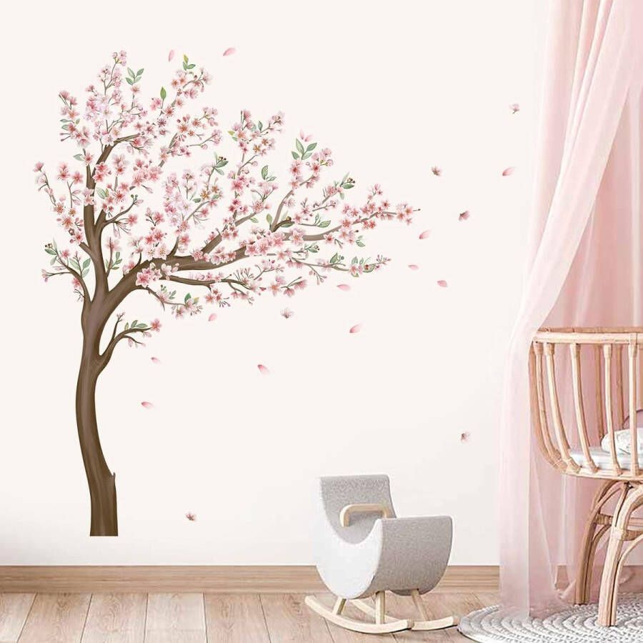 Muursticker boom roze muursticker kersenbloesem bloemen muursticker wanddecoratie voor woonkamer slaapkamer bank achtergrond