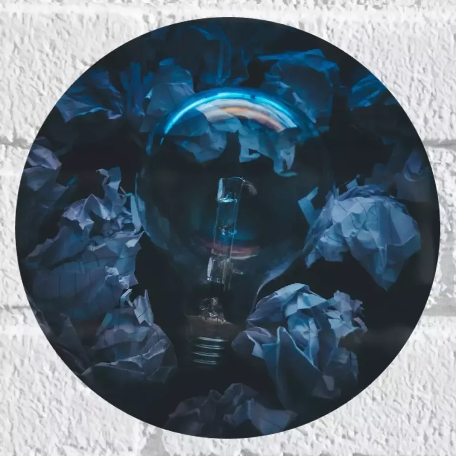 Muursticker Cirkel Lamp tussen Proppen Papier 20x20 cm Foto op Muursticker